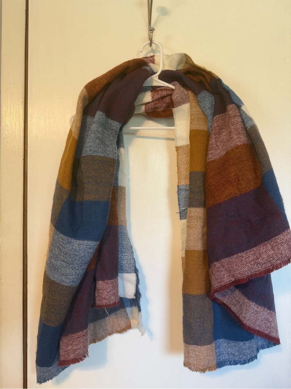 ASOS Striped Scarf in Blue, Brown, Cream & Burgundy